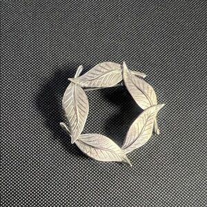 Silver Colored Leaf Brooch